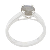 Araya Trendy Grey Solitaire Ring in Sterling Silver Labradorite Gray